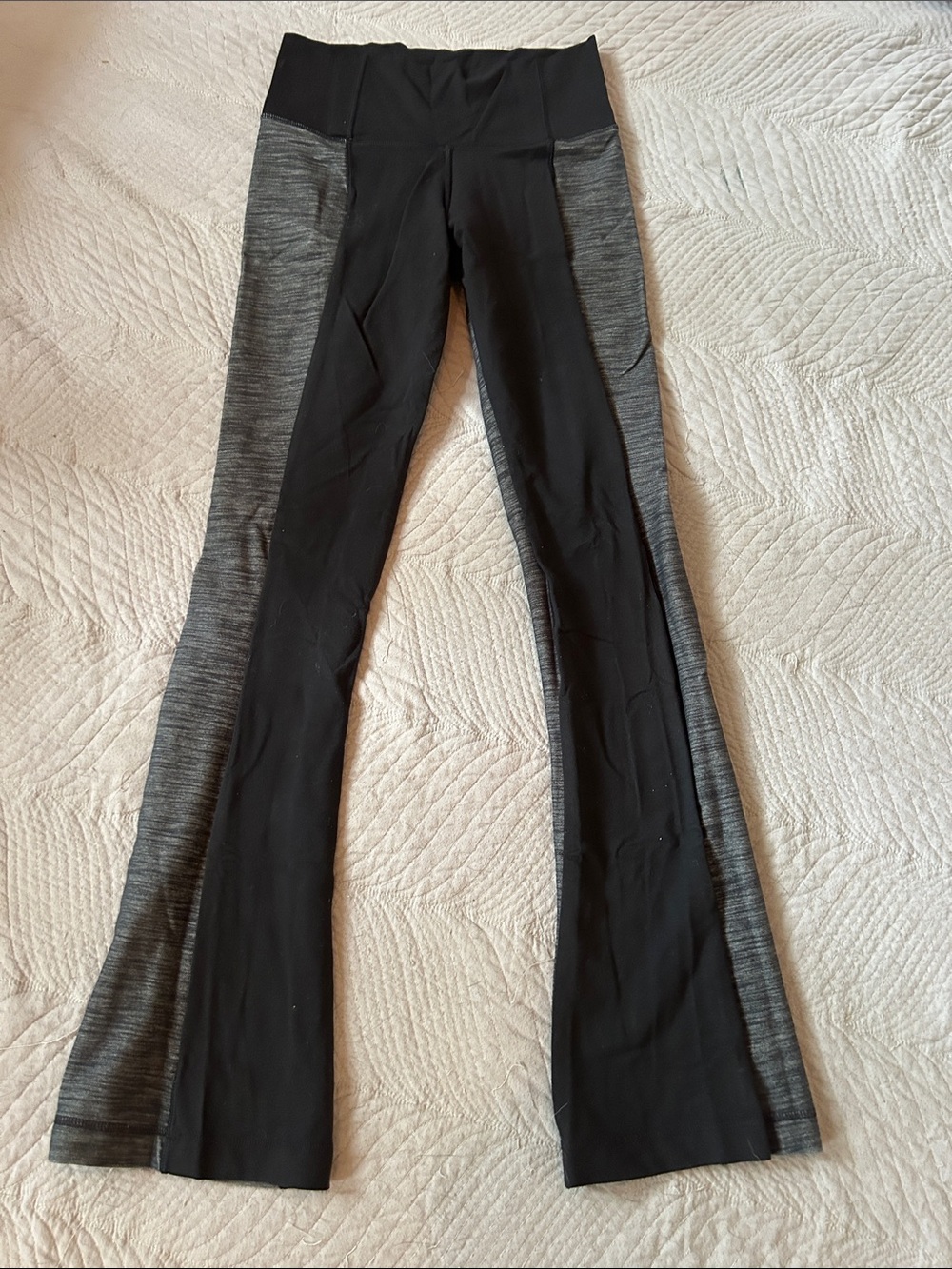 Lululemon Black and Gray Colorblock Flared Leggings